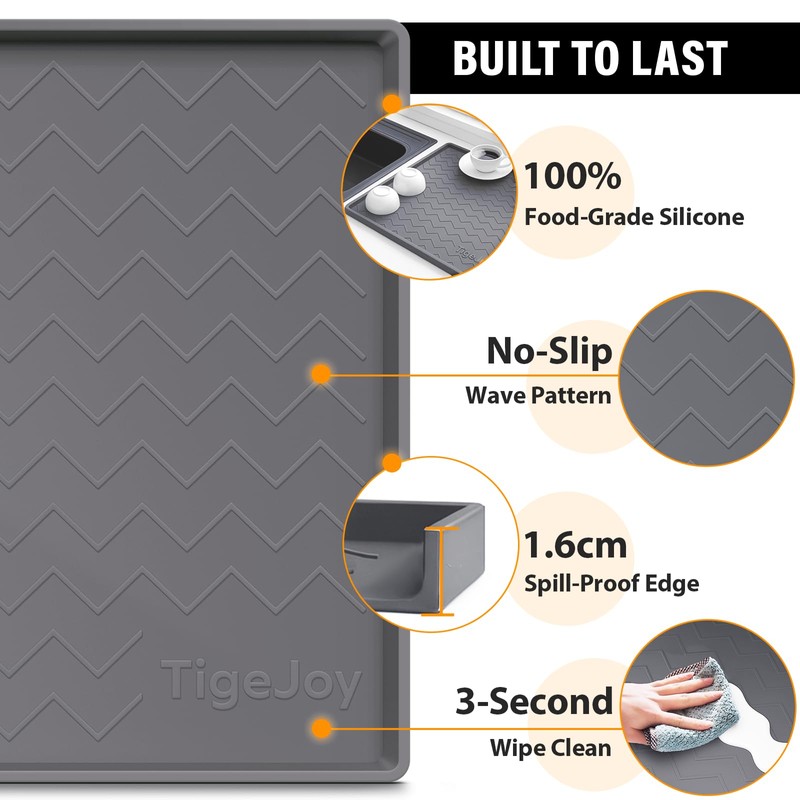 TigeJoy 19" x 19" Under Sink Mats for Kitchen Waterproof,