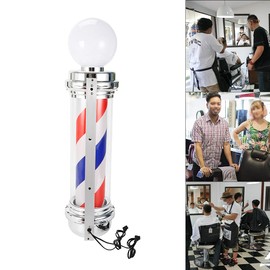 MONIPA Barber Pole with LED Light - 28in/32in Rotating Red White Blue Spinning Neno Light for Hair Salon Open Sign Decor - Wall Hanging Lamp (32 inch)