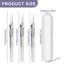 IKOPFLN 8-Piece Blackhead Remover Set - Pimple Blackhead Tweezers Made of Stainless Steel - Comedone Squeezer Professional Tweezers for Removing Blackheads on the Face - Unisex, a
