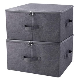 iwill CREATE PRO Fabric Garment Storage Box with Zip Lid for Wardrobe, Black Gray