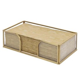 Boston International Paper Napkin Holder Caddy Dispenser for Kitchen Dining Buffet & Bar Countertops, 9" x 5.25" (Fits Guest Towel Size), Gold Edge Glass