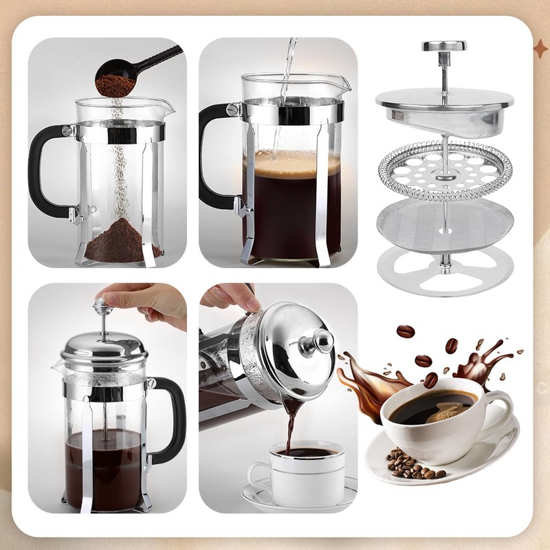 6 Pack 2.75inches Cafetiere Filter Mesh,Coffee Press Filter Mesh Replacement