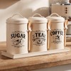 Purpeak 3 Pcs Beige Coffee Tea Sugar Container Set, Metal