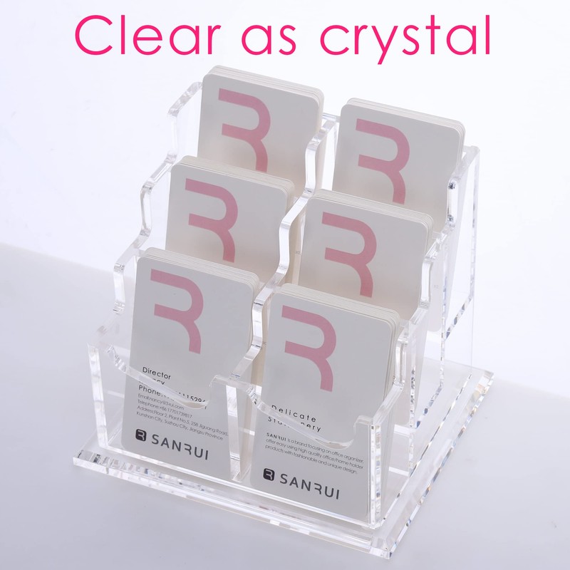SANRUI Vertical Business Card Holder for Desk，Clear Acrylic Business Card