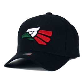 Mexican Mexico Hat Hecho En Mexico Eagle Aguila Snapback Flat Bill Baseball Cap (Black- Flag Eagle)