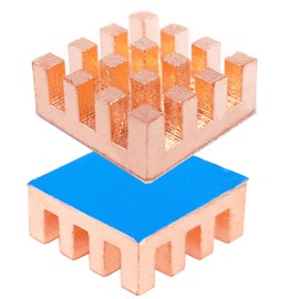 Haojiaho Pure Copper HeatSink 0.59x0.59x0.24 inches with Thermally Conductive Adhesive Tape, Anti - Thermal Runaway, Copper Heat Sink for CPU IC Chip, Circuit Board, Precision Equipment Cooling, 2PCS