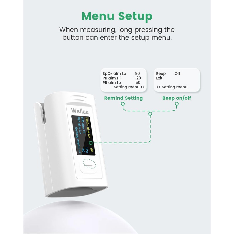 Wellue Bluetooth Pulse Oximeter Fingertip, Blood Oxygen Saturation Monitor with