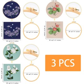 Traziewell Cross Stitch Kits for Adults Beginners with Flower Pattern 3 Sets Hand Embroidery Kits for Adults with Hoop DIY Art Project Craft Kit 1609