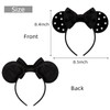WOVOWOVO Mouse Ears Headbands for Women Black Bow Pearl Mouse