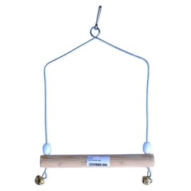 Bird Cage Swing Metal with Wooden Stand Aviary Parrot Parakeet Toy (Medium (8"x6"))