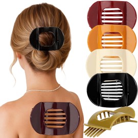 Duckbill Hair Clips for Women, Flat Hairs Claw Clip, Non-Slip Strong Hold Matte Russet Tangerine, Beige, Black, Tan, Brown for Thick Thin Curly Long(6PCs)