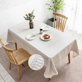 GOLD SAIL Taupe Table Cloth Rectangle Table-Farmhouse Kitchen & Table linens for Dining Table-Spring/Summer Cloth Tablecloths Rectangular-Outdoor Waterproof Table Cover(60x84Inch-Light Taupe)