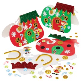 Baker Ross FE968 Christmas Elf Boot Card Kits - Pack of 6, Card Blanks for Card Making, Make Your Own Christmas Cards, Ideal for Kids Arts and Crafts Projects, Green,Red