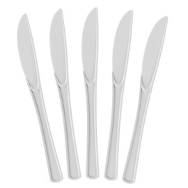 Exquisite Disposable White Plastic Knives 50 Pcs - Heavy Duty White Plastic Disposable Cutlery - White Disposable Flatware, White Plastic Silverware, Plastic Knives White