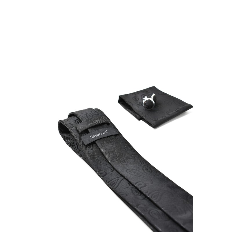 Tie Set with Paisley Pocket Square and Cufflinks for Men