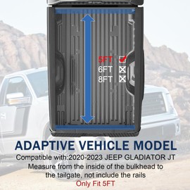 DICMIC Soft Tri-Fold Truck Bed Tonneau Cover Compatible with 2020-2023 Jeep Gladiator JT 5FT Bed