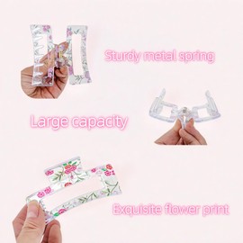 3PCS Boho Floral Claw Clips for Women Girls, Cute Rectangle Acrylic Hair Clips with Flower Prints, Nonslip Strong Hold Jaw Clamp for Thin Thick Long Curly Hair Unique Accessories