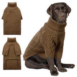 ASENKU XXL Dog Sweater, Dog Sweaters for Extra Large Dogs,Pet Sweatshirt Apparel Turtleneck Pullover Winter Dog Outfits for Pitbull, Labrador Retriever(Coffee, 2XL)