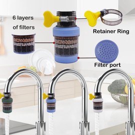 3 Pack Faucet Mount Filters, Purifier Kitchen Tap Filtration with Activated Carbon Removes Chlorine Fluoride Heavy Metals Hard Water, Faucet Water Filter for Home Kitchen Bathroom (Random Color)