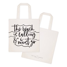 The Cotton & Canvas Co. The Beach is Calling and I Must Go Beach, Shopping and Travel Resusable Shoulder Tote and Handbag