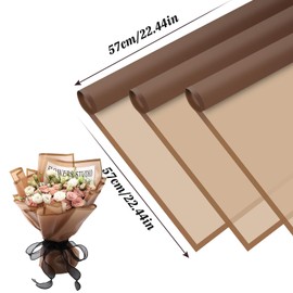 Rumvan Flower Wrapping Paper, 20 Sheets, Waterproof, Floral Bouquet Design, for Wedding, Birthday Gift, DIY Florist Supplies (coffee colour)