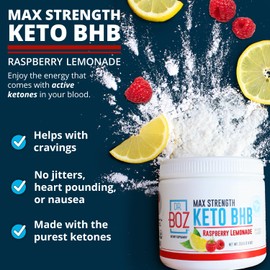 Dr. Boz - Keto BHB Powder - Raspberry Lemonade, 20 Servings - Ketones Drink - Increase Energy & Reduce Cravings - Max Strength Dietary Supplement - Quality Tested - Made in The USA - 9.6oz (272g)