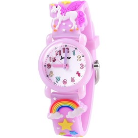 Toddler Watches for Girl, VAPCUFF Birthday Gifts for Girls Age 3-9 Kids Gifts for Girls Waterproof Watches for Girls Learning Gifts for 5-11 Year Old Girls Educational Toys for Girls Age 4-12 - Purple