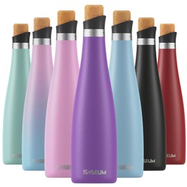 SASEUM Wine Bottle, 24 oz Insulated Stainless Steel Water Bottle and Wine Decanter with Vacuum Sealed Lid - Purple 24 oz (700ml)
