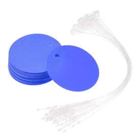 MECCANIXITY 1.17 Inch Round Plastic Tags Tear Proof and Waterproof for Inventory Asset Identification,Price Tags with Tie Blue Pack of 25