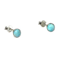 Round Blue LARIMAR Sterling Silver Gemstone Ear Stud Earrings 925-5 mm