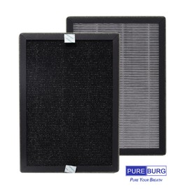 PUREBURG Replacement Filter Compatible with Priestley PM1240 PM1240B Air Purifier, 2-Pack (4 Filters) H13 HEPA Activated Carbon 2-in-1 3-Stage Filtration