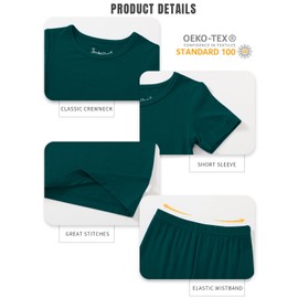 Jimonda Baby Boys Girls Pajama Sets Toddler Sleepwear Cool Jammies 2pcs Viscose from Bamboo PJs Short Sleeved 18M-8Y(Dark green-3T)