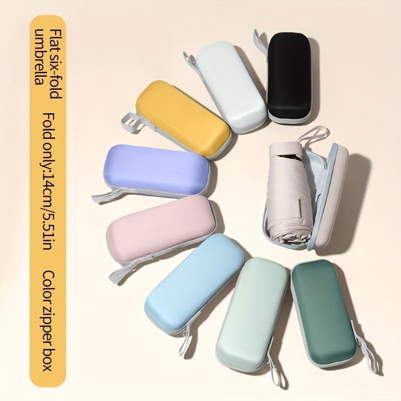 Mustarpicking UPF50+ Mini Travel Sun Umbrella for Purse With Case,Small