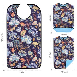 WenYa 3 Pack Adult Bibs for Women, Washable Feeding Adult Bib with Crumb Catcher Waterproof Clothing Protectors for Adult Elderly and Disabled