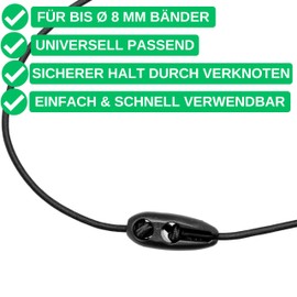 Cord Clips for Rubber Tensioners, Pack of 10, Black, Plastic, Cord Locks for Rubber Rope, Latex Band, Nylon Cord, Luggage Tensioner Stopper for Shield Attachment, Clamp Headpiece Tensioner Lashing