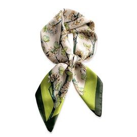 HQYOULE Women's Scarf, 27.6 x 27.6 inches (70 x 70 cm), Square, Neckerchief, Bandana, Shawl, Hair Ornament, Headband, Ribbon Scarf, Silk-like, Bag Decoration, Wrap, Multifunctional, Stylish, Mini