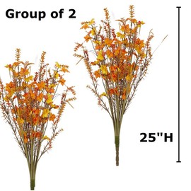 Factory Direct Craft Group of 2 Artificial Orange Heather Maple Leaf Bushes for Fall Arrangements and Decorating - 25 Inches