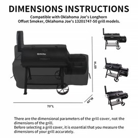 UPFETIA Grill Cover for Oklahoma Joe's Longhorn Offset Smoker, Heavy Duty & Waterproof Oklahoma Joe Smoker Cover