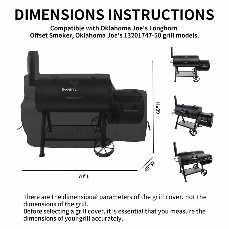 UPFETIA Grill Cover for Oklahoma Joe's Longhorn Offset Smoker, Heavy