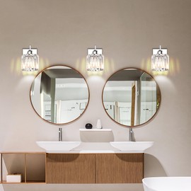 Valytime Bathroom Vanity Light,Bathroom Light Fixtures,Vanity Lights for Bathroom,Bathroom Light Fixtures Over Mirror,1 Light Bathroom Vanity Light,Chrome Vanity Light,Crystal Bathroom Light