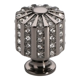 Alzassbg 5 Pack Black Nickel Cabinet Knobs, 1 Inch(27mm) Cabinet Hardware Cylinder Crystal Knobs for Cabinets and Drawers AL1077BN