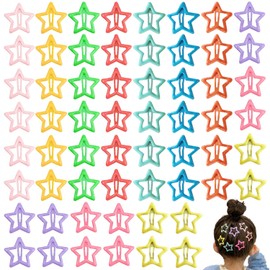 Taicols 60 Pcs Stars Shaped Hairclips, Star Snap Hair Clips Star Hair Barrettes for Girls Lovely Stars Hair Barrettes Metal Hair Clip for Kids Teens Women No Slip star Metal fashion Barrettesn(Star)