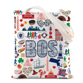 FOTAP Boston Trip Tote Bag New England Souvenir Gift Boston Travel Handle Bag Massachusetts Gift Boston Housewarming Gift (Boston UK2)