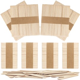 OWLKELA 400 Pieces Wooden Ice Cream Sticks, Combination of Two Sizes, 200 Pieces Each - 114mm x 9mm x 2mm, 64mm x 9mm x 2mm, Birch, Base Colour - Wooden Ice Sticks DIY