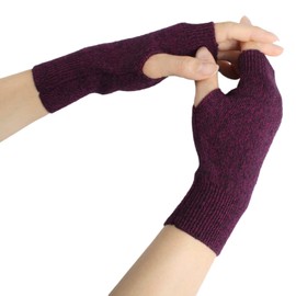 Larcele Cashmere Gloves, Fingerless Hand Warmers for Women BZST-02 - Purple