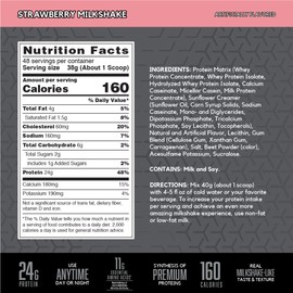 BSN SYNTHA-6 EDGE Protein Powder, with Hydrolyzed Whey, Micellar Casein, Milk Protein Isolate, Low Sugar, 24g Protein, Strawberry Milkshake, 48 Servings