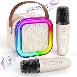 Bluetooth Karaoke Machine with 2 Wireless Mics ‚Äì Family Singing Toy for Girls & Boys Age 3-12+, Kara fun Ready, Fun Home Entertainment for Kids & Adults, Great for Game Night, Parties & Music Time:_White