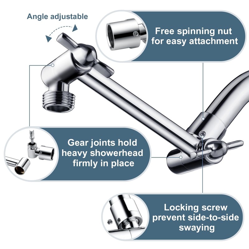 BRIGHT SHOWERS Brass Shower Arm Extender for Rain and Handheld