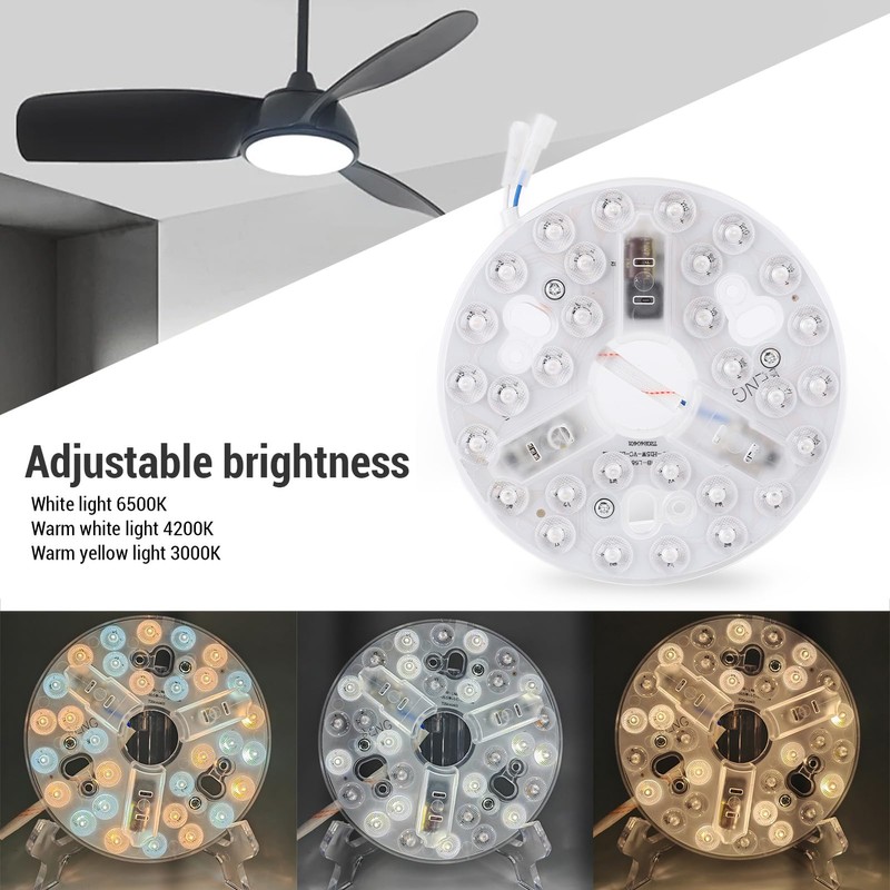 Tnfeeon Round LED Light Replacement 3 Color -dimmable Ceiling Fan