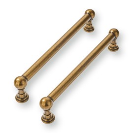 CABDM 2 Pack 6 Inch Solid Kitchen Cabinet Handles Antique Brass Heavy Duty Cabinet Pulls Drawer Pulls Cabinet Hardware Kitchen Handles for Cabinets Cupboard Handles